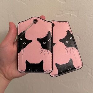 set of 2 black cat love luggage tags 🐈‍⬛❤️